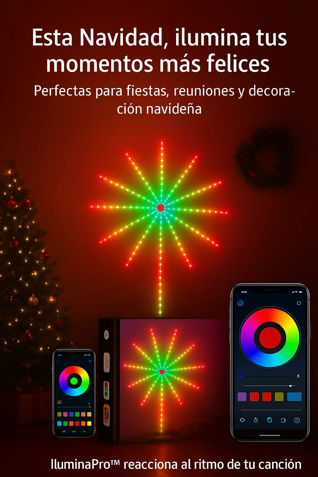 “Tira LED Fireworks RGB – Luces que explotan en tu espacio con cada beat”