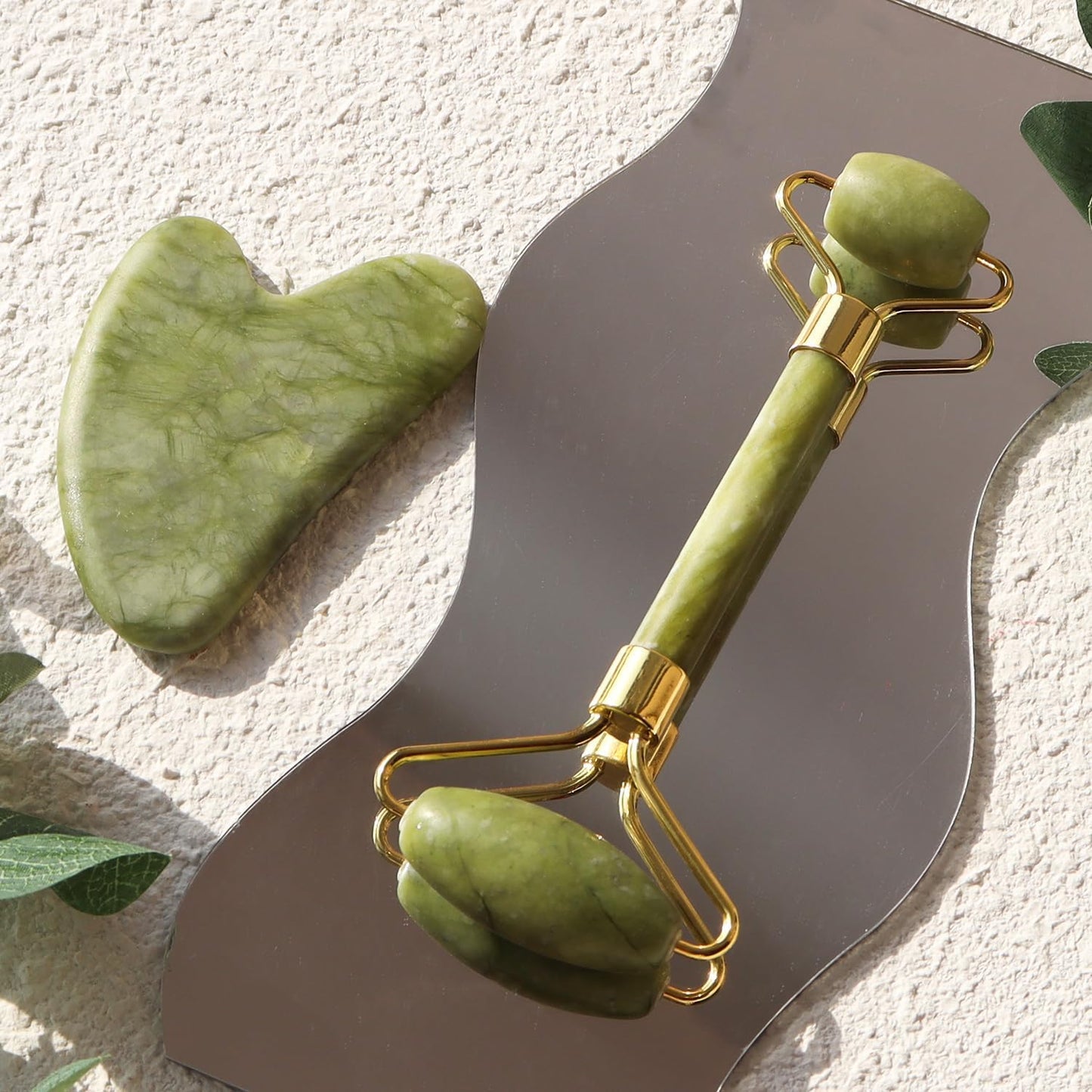 Rodillo Facial De Jade + Piedra Gua sha