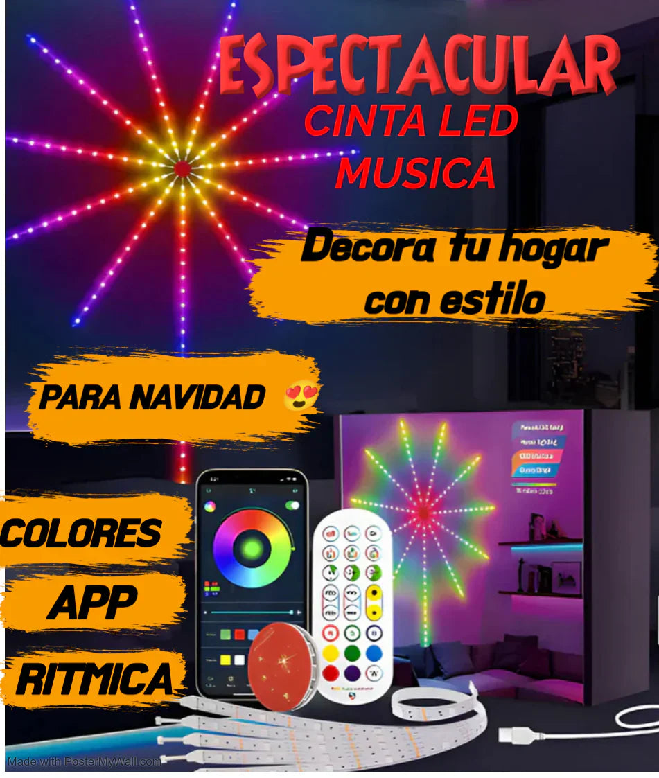 “Tira LED Fireworks RGB – Luces que explotan en tu espacio con cada beat”