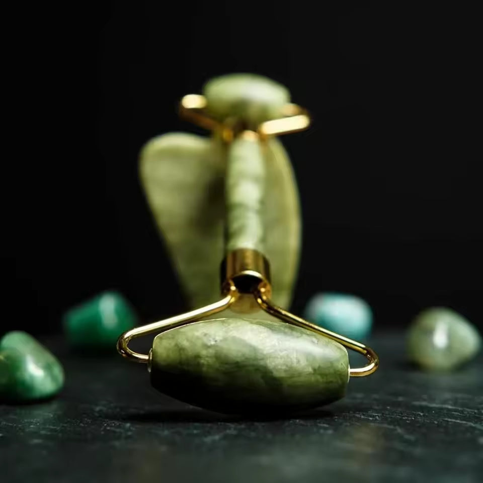 Rodillo Facial De Jade + Piedra Gua sha