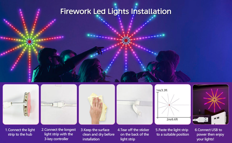 “Tira LED Fireworks RGB – Luces que explotan en tu espacio con cada beat”